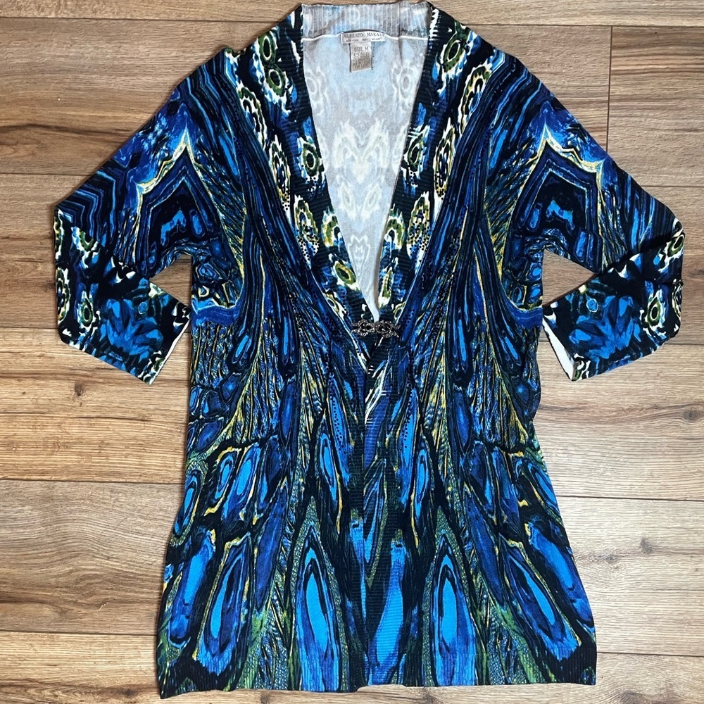 Alberto Makali abstract art deco open-front cardigan